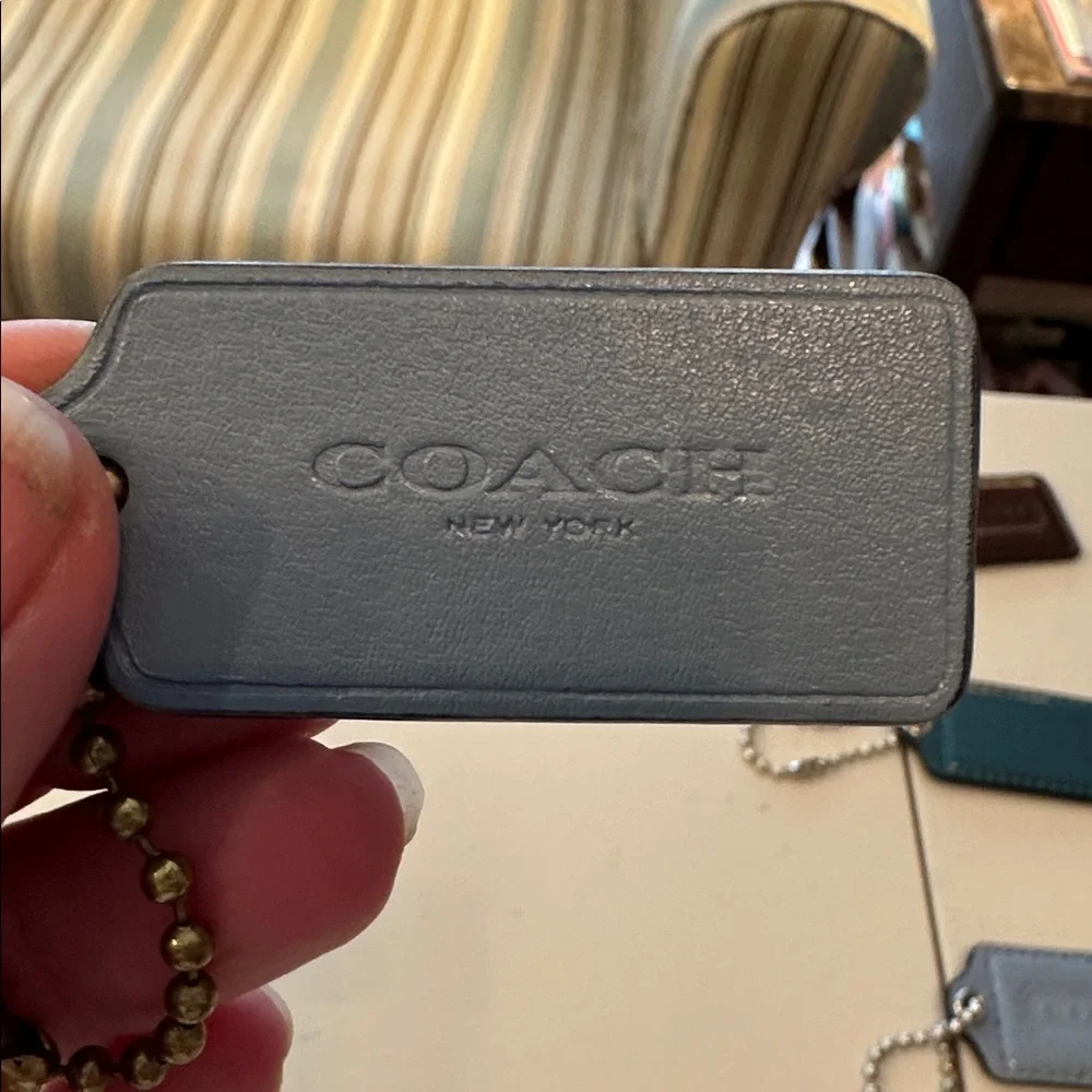 Coach Blue Leather Hangtag
